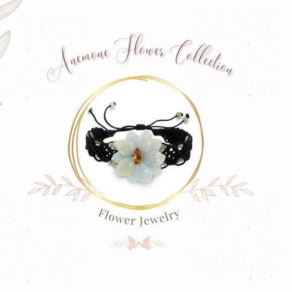 Love of Sea with this Anemone Flower Handmade Jade Bracelet - Picture 1 of 4